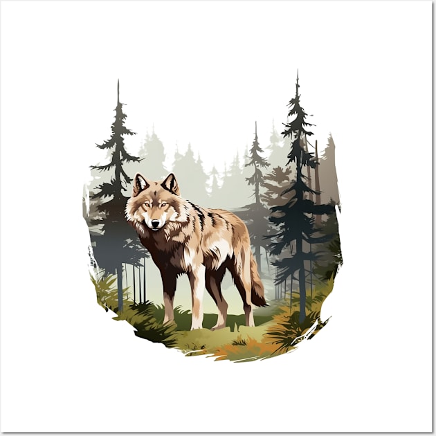 Watercolor Wolf Wall Art by zooleisurelife